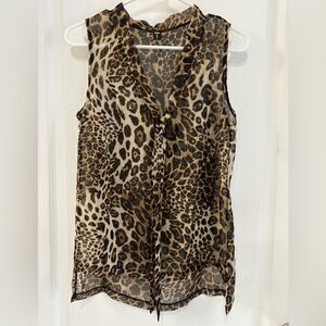 Dreagal Leopard Print Sleeveless Blouse Women’s Size M
